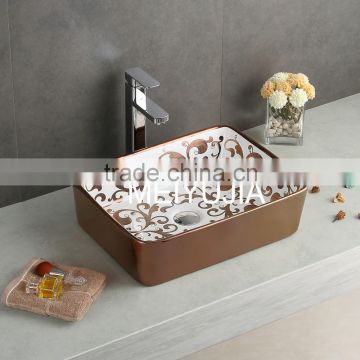 new arrival golden color hotel use ceramic wash hand basin