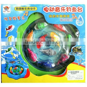 Wind up Electric B/O Magnetic Fishing Game,Plastic Toy Fish Light and Music