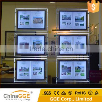 A4 A3 Real Estated LED Windows Display Double Side LED Magnetic Crystal Acrylic Light Box