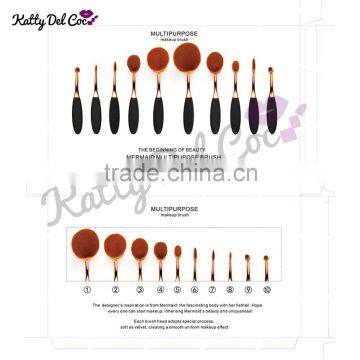 10pcs rose gold oval makeup brush set high qualtiy with package                        
                                                                                Supplier's Choice