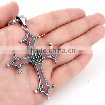Men's Fashion Gift Crucifix Stainless Steel Red Cross Pendant