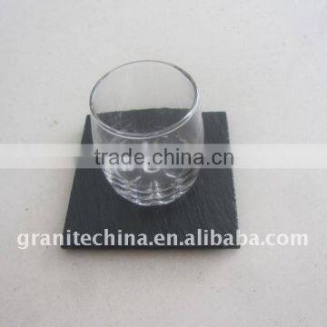 natural slate coaster tablemat with glass cup