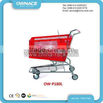180L Standard Plastic Folding Shopping Cart Shopping Trolley