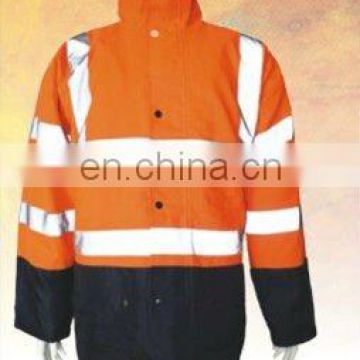reflective safety high visibility orange thermal jacket