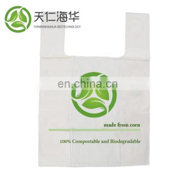 2019 fashion style biodegradable and compostable t shirt bag for shopping