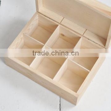 Custom logo and color 6 compartment solid wooden tea box accept OEM