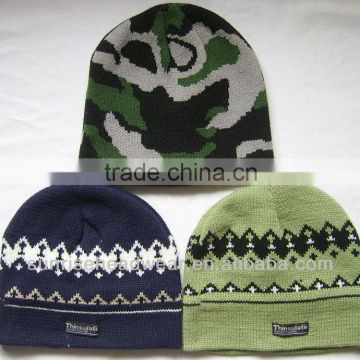 custom 100% acrylic knit jacquard cap