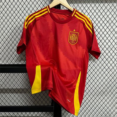 2425 European Championship Spain team jersey home fan version jersey adult short sleeved T-shirt football jersey customization