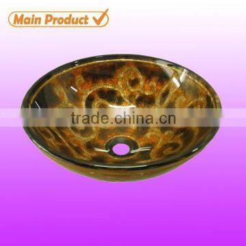 2013 Popular Hand Painted Round Glass Sink