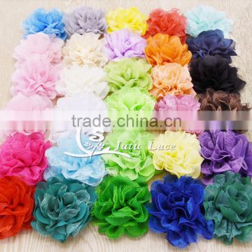 Large Chiffon Lace Flowers- petal lace flower - fabric flower with lace centre- solid lace fabric flower