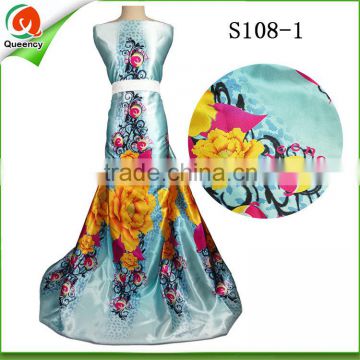 New Design High Quality queency Silk Chiffon Fabric floral Printed raw Silk Fabric