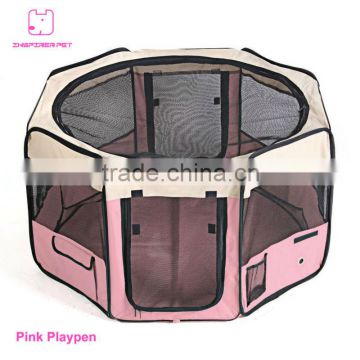 Pink 8 Panel Portable Pet Dog Play Pen Run