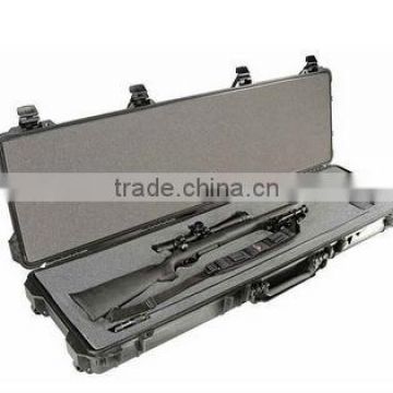 plastic travel hard gun long case bag with high density diced foam/handle/wheel