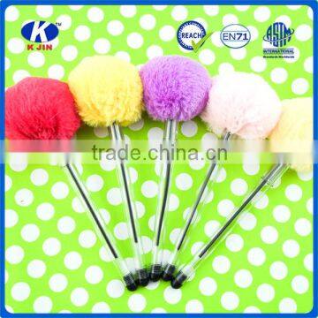 2016 Promotion plastic fluff ballpen with plastic cap for kids