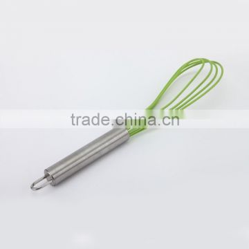 silicone flat small whisk with stainless steel handle
