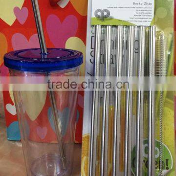 High quality straight stainless steel drinking straw 6*0.5