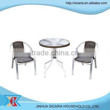 aluminium rattan leisure table and chair set