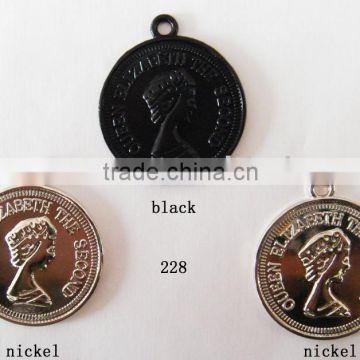 coin shape pendant dollar nickel color and black color