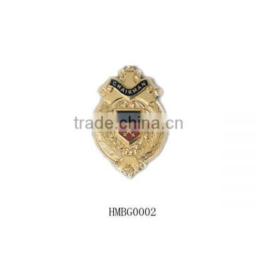 Golden hero glory souvenir zinc alloy badge customized logo