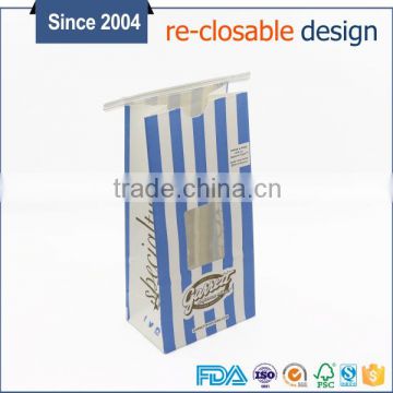 Shipping from China tin tie flat bottom kraft paper bags with window