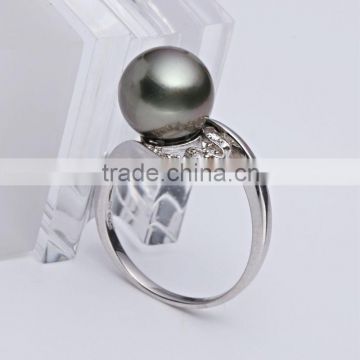 Wholesale cheap promotional 925 woman black pearl ring