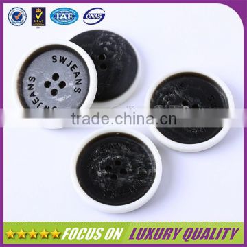 white circle decoration with bufflo horn button for coat