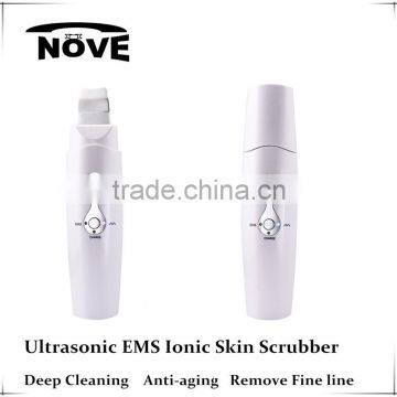 Girl Use Face Care MIcrocurrent Ultrasonic Skin Scrubber
