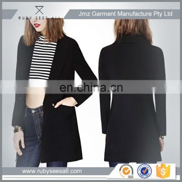 Long sleeve Fit Lady wear suit jacket factory professional OEM new design black casual fashion suit ladies black suit