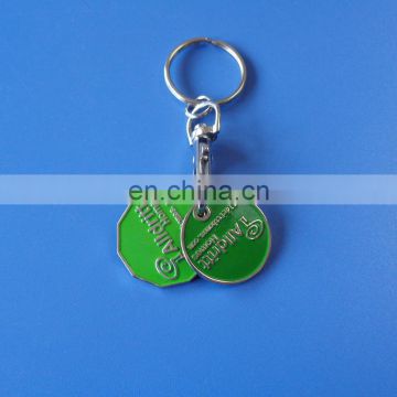 hot sale customized engraved logo soft enamel supermarket logo metal trolley coin keychain