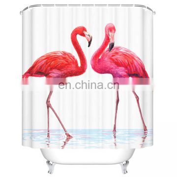 100% polyester Custom butterfly cactus Christmas flamingo printed shower curtain
