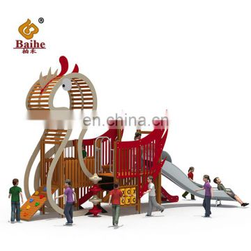 High Quality PE Board Children Playground Equipment Stainless Steel Slide Peacock Sharped
