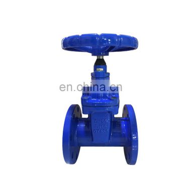 DIN DN500 rubber soft seat water cast iron gate valve with double flange