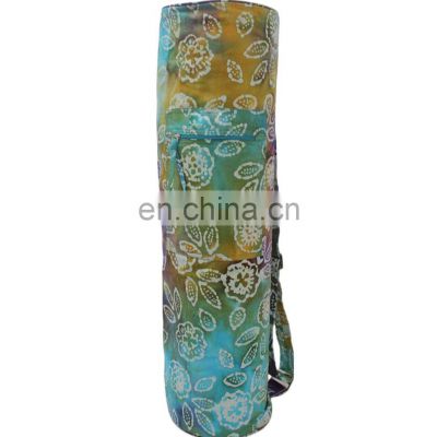 Custom Batik printed organic cotton canvas yoga mat bag cotton