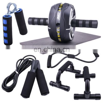 Factory Wholesale Gym Abdominal Core Exercise Wheel Roller Set With Handle Tensioner Push Up Ab Rollers