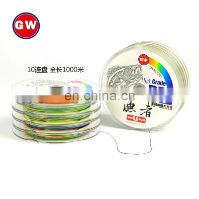 10x100m connected fishing line pe braided fishing line 100m 8 strands multifilament fishing line