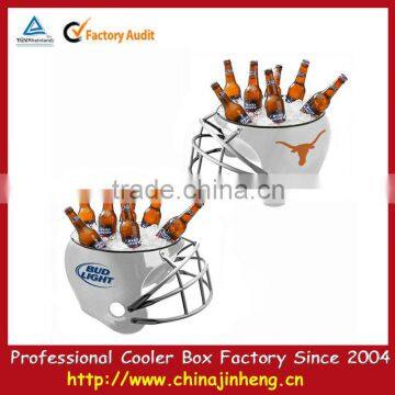 Metal footbal helmet beer cooler