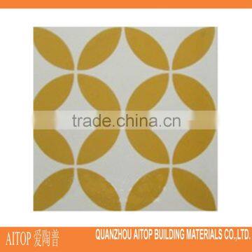 Yellow flower texture leaf look cement body carpet tile 20x20cm 2016 wholesale chinese cement material tiles home decor