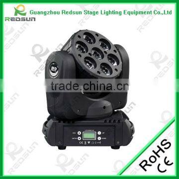 Lowes price!! High quality 7pcs 12W RGBW Moving Head Lights Osram LED Mini beam rotation zoom aluminum studio Euro