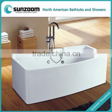 cUPC slim overflow bathtub,center toe-tap drain freestanding bath,hot tub