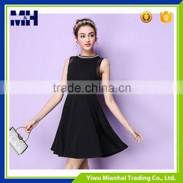 Low cost high quality pretty women round collar casual dress