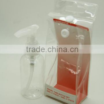 cute 80ml small pet plastic travel bottle set with pvc bag