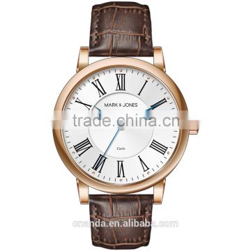 Classic Luxury Stainless Steel Genuine Leather brand Men Wrist Watch with 3atm water resistance