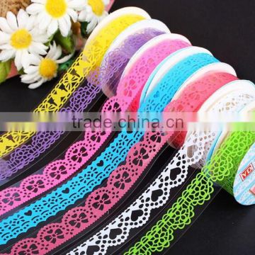 DIY Craft Crochet Cotton Knit Lace Sticker Ribbon Tape Roll Adhesive Beige