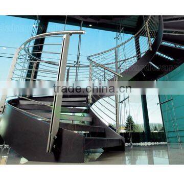 curved double backened double stringer laminated glass treads curved staircase in white stringer