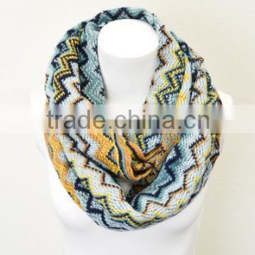 Yiwu Yael Wave Print Like Rainbow Colorful Striped Knit Scarf
