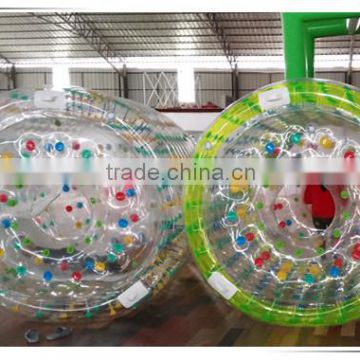 Funny water game walk on water plastic ball, PVC/'TPU inflatable water roller for sale, plastic water roller