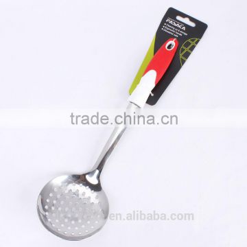 TSY003-SK Stainless Steel Skimmer with White PP and Red TPR handle Mirror Finished Kitchen Tool
