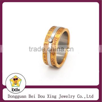 2015 hot sale 18k Rose Gold plated with Cubic Zirconia inlaid stainless steel Ring