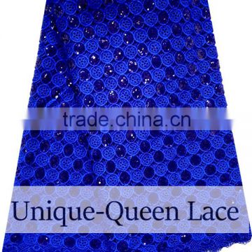 2016 High quality african guipure lace fabric with stones /african cord laces with sequins/sequins guipure lace