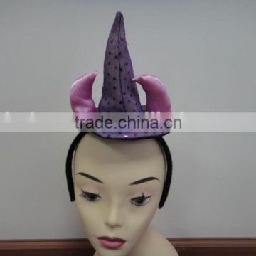 purple sequin headband with horn for halloween